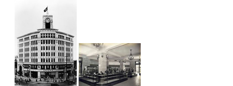 和光竣工当時の服部時計店。／1階売り場。