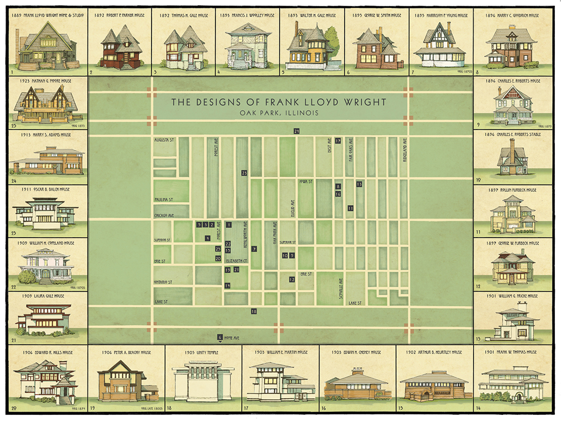 フランク・ロイド・ライトが設計した住宅マップ